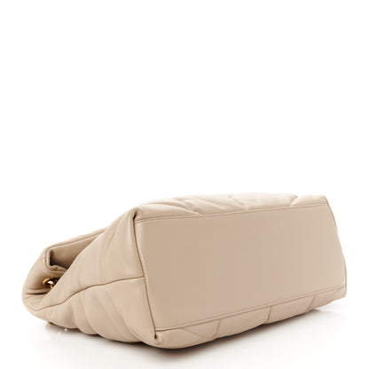 Saint Laurent Lambskin Quilted Small Loulou Puffer Monogram Chain Satchel Dark Beige 4 of 11