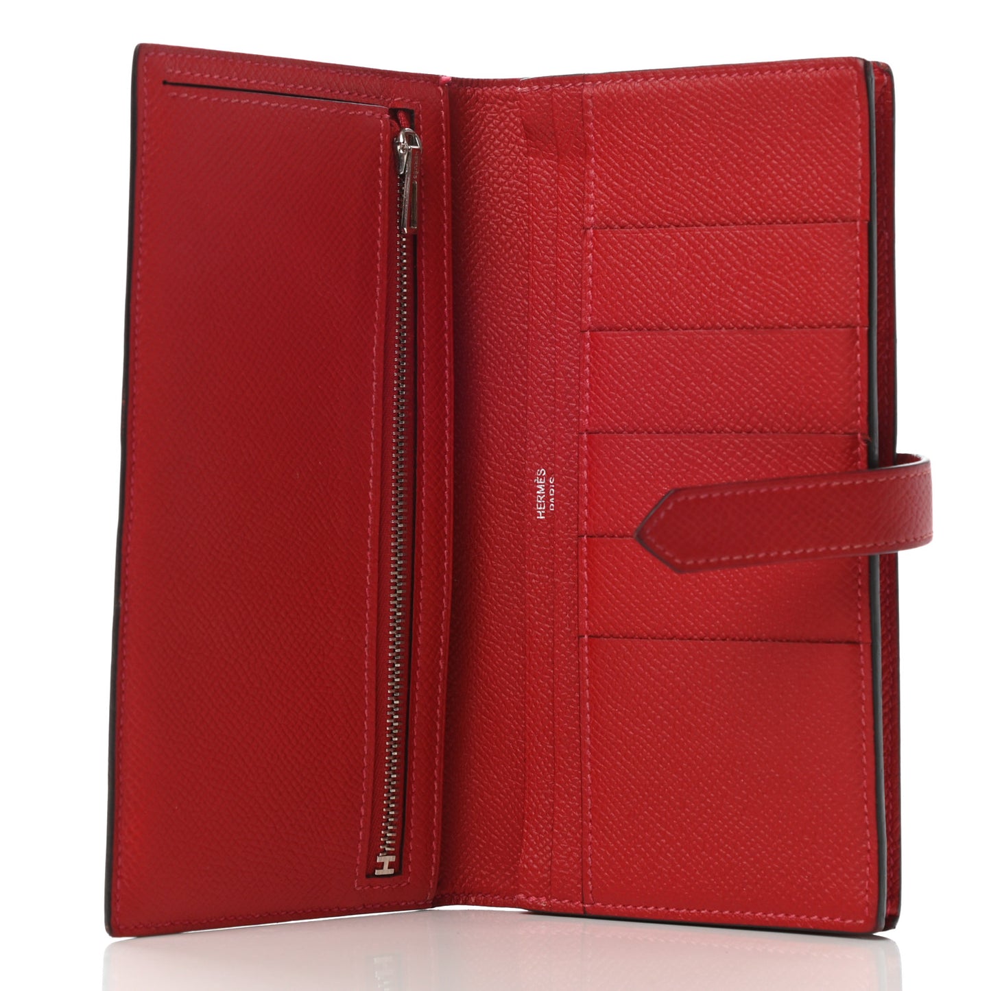 Epsom Bi-Color Bearn Gusset Wallet Rouge H Rouge Casaque