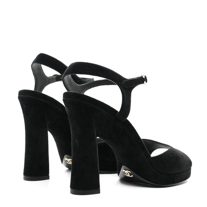 Chanel Suede CC Pumps 38 Black 4 of 10