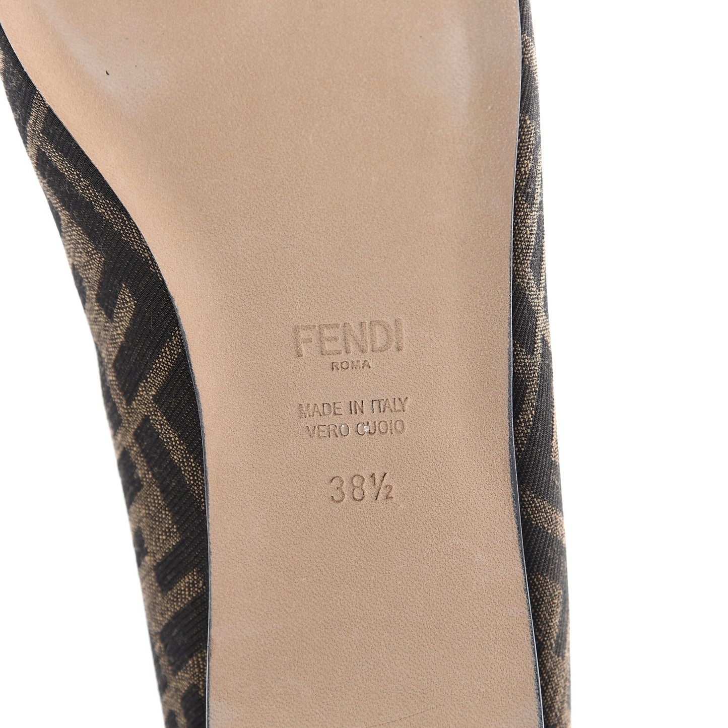 Jacquard FFreedom Square Toe Loafers 38.5 Tobacco