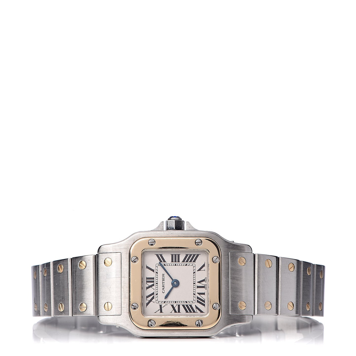Stainless Steel 18K Yellow Gold 24mm Santos De Cartier Galbee Quartz Watch