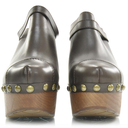 Chanel Leather Studded Clogs 38 Brown 2 of 9