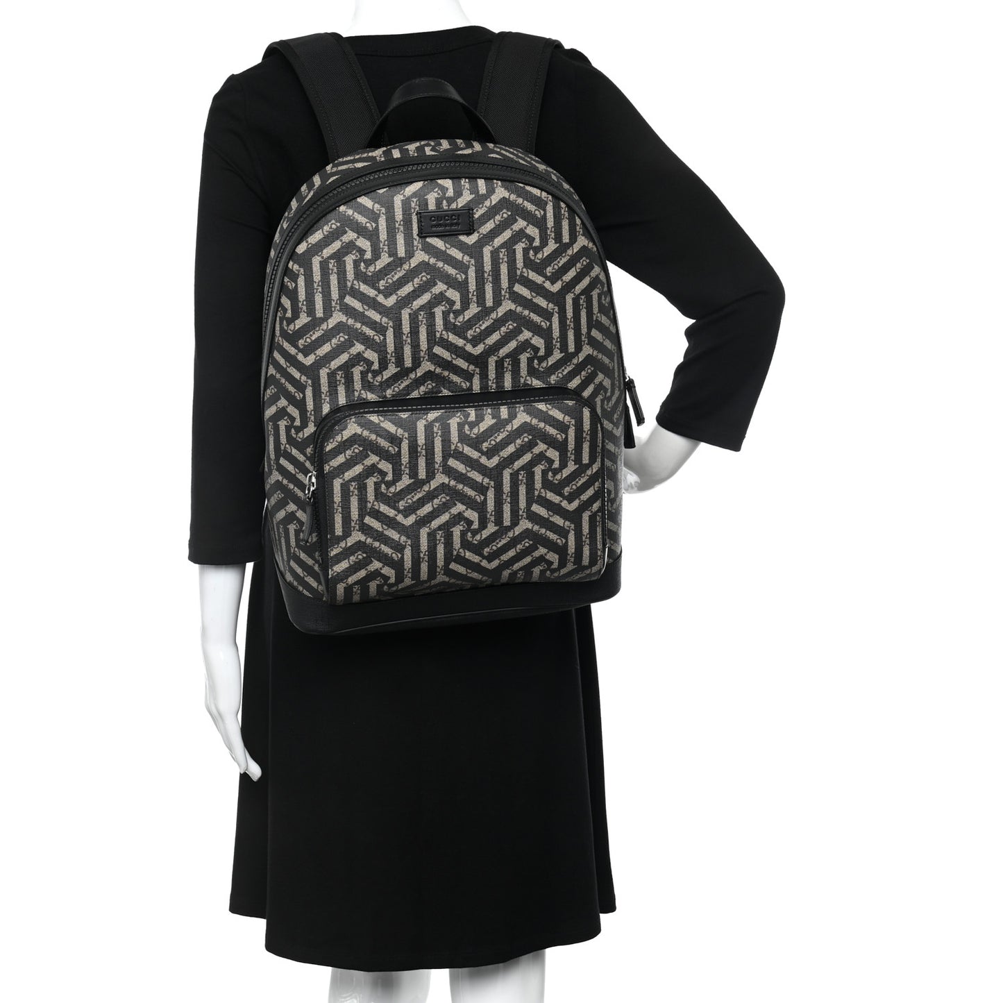 GG Supreme Monogram Caleido Medium Day Backpack Black