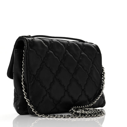 Chanel Calfskin Quilted Double Stitch Hamptons Clutch with Chain Black 2 of 8