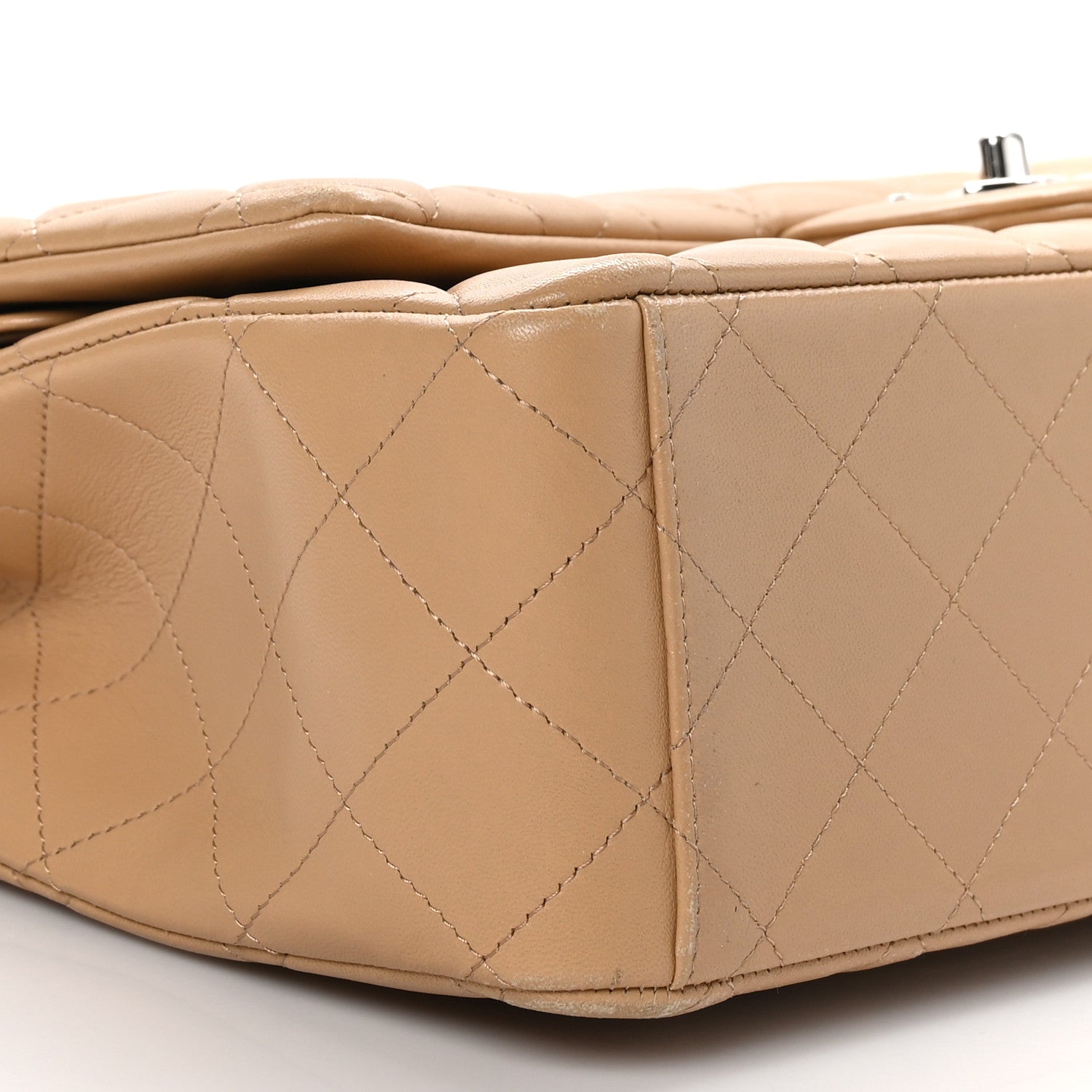 Chanel Lambskin Quilted Maxi Double Flap Beige 8 of 9