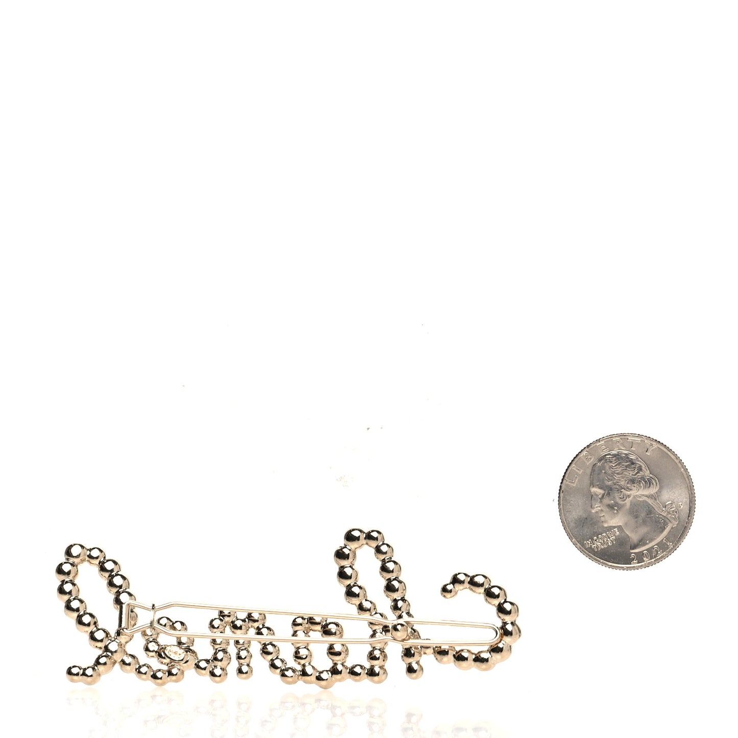 Metal Glass Swirling Pearls Hair Clip Gold