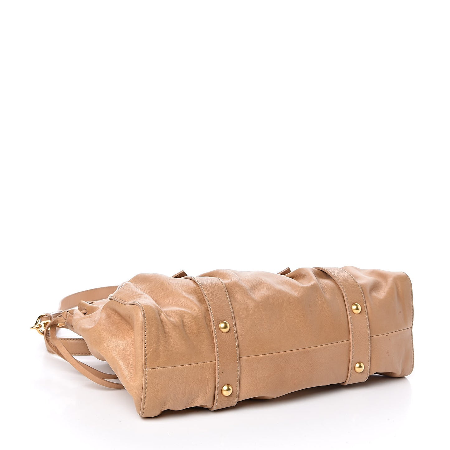 Vitello Lux Gathered Shopper Tote Beige