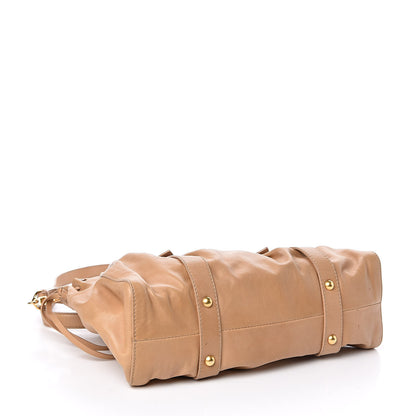 Miu Miu Vitello Lux Gathered Shopper Tote Beige 4 of 11