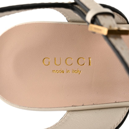 Gucci Cosmos Softy Calfskin Wooden Interlocking G Cut-Out 30/120mm Platform Sandals 40 Mystic White 7 of 11