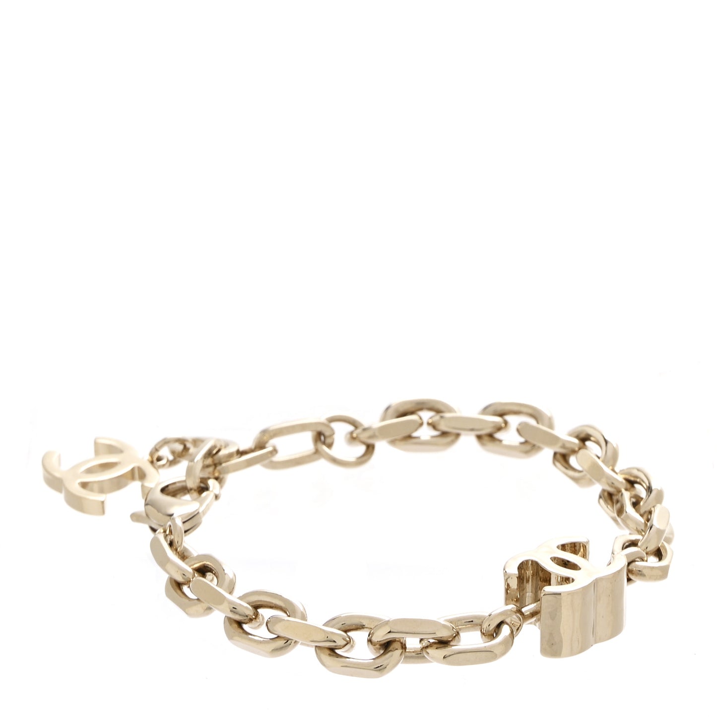 Enamel Metal CC Chain Bracelet Gold