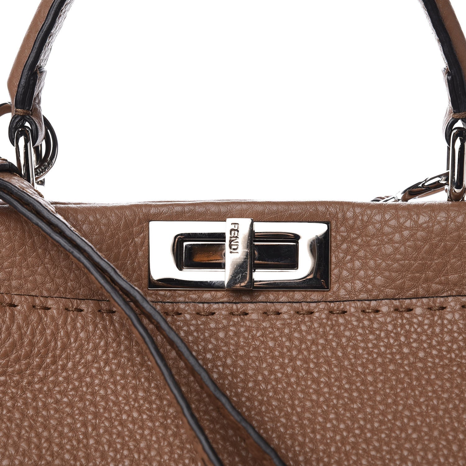 Fendi Cuoio Romano Selleria Bi-Color Medium Peekaboo Iconic Satchel Mou Deserto 11 of 11