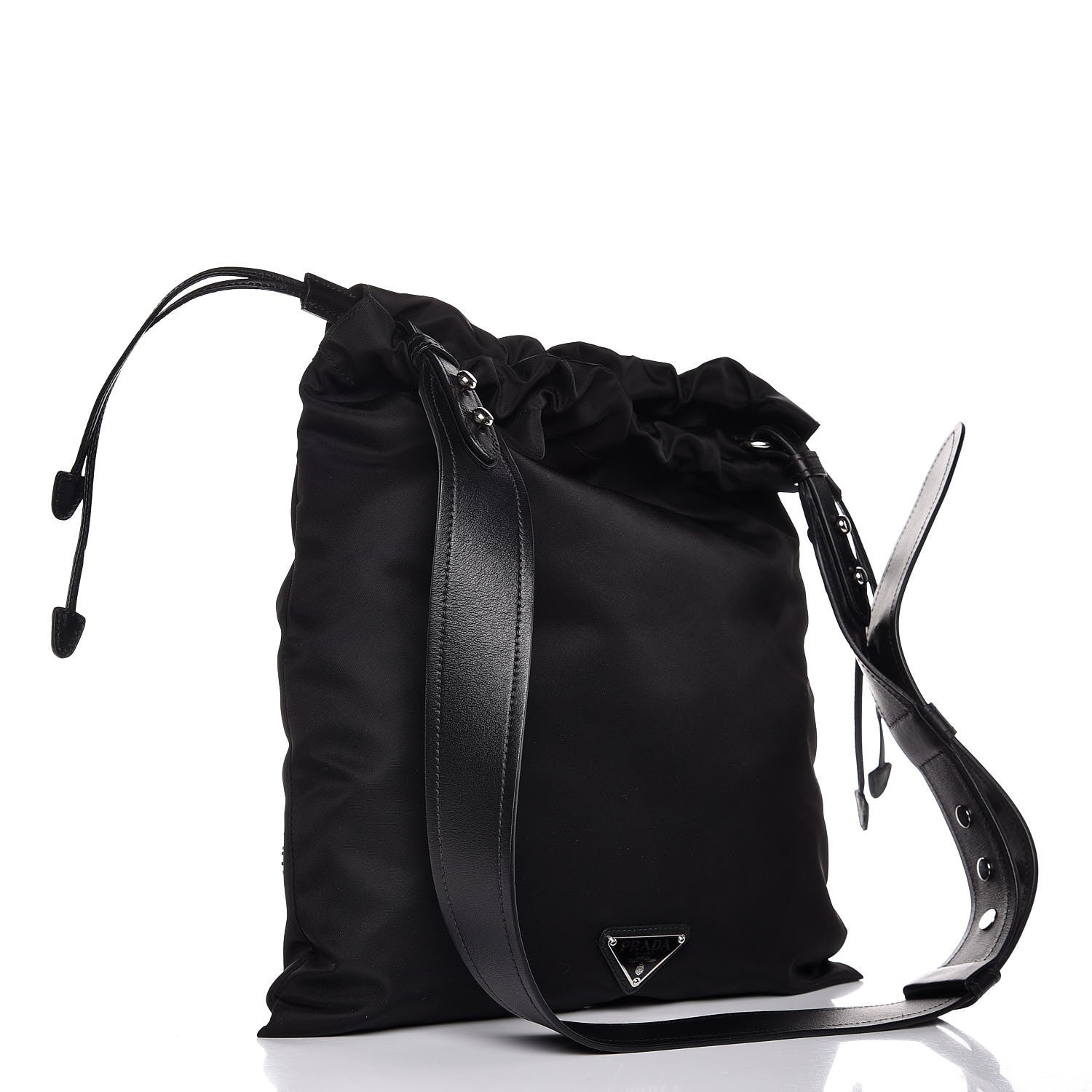 Prada Nylon Beaded Small Drawstring Bag Black 3 of 8