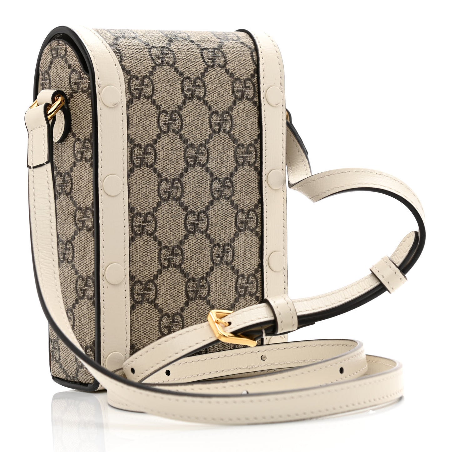 GG Supreme Monogram Azalea Calfskin Mini Horsebit 1955 Crossbody Bag Beige Ebony Mystic White