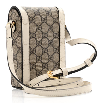 Gucci GG Supreme Monogram Azalea Calfskin Mini Horsebit 1955 Crossbody Bag Beige Ebony Mystic White 3 of 10