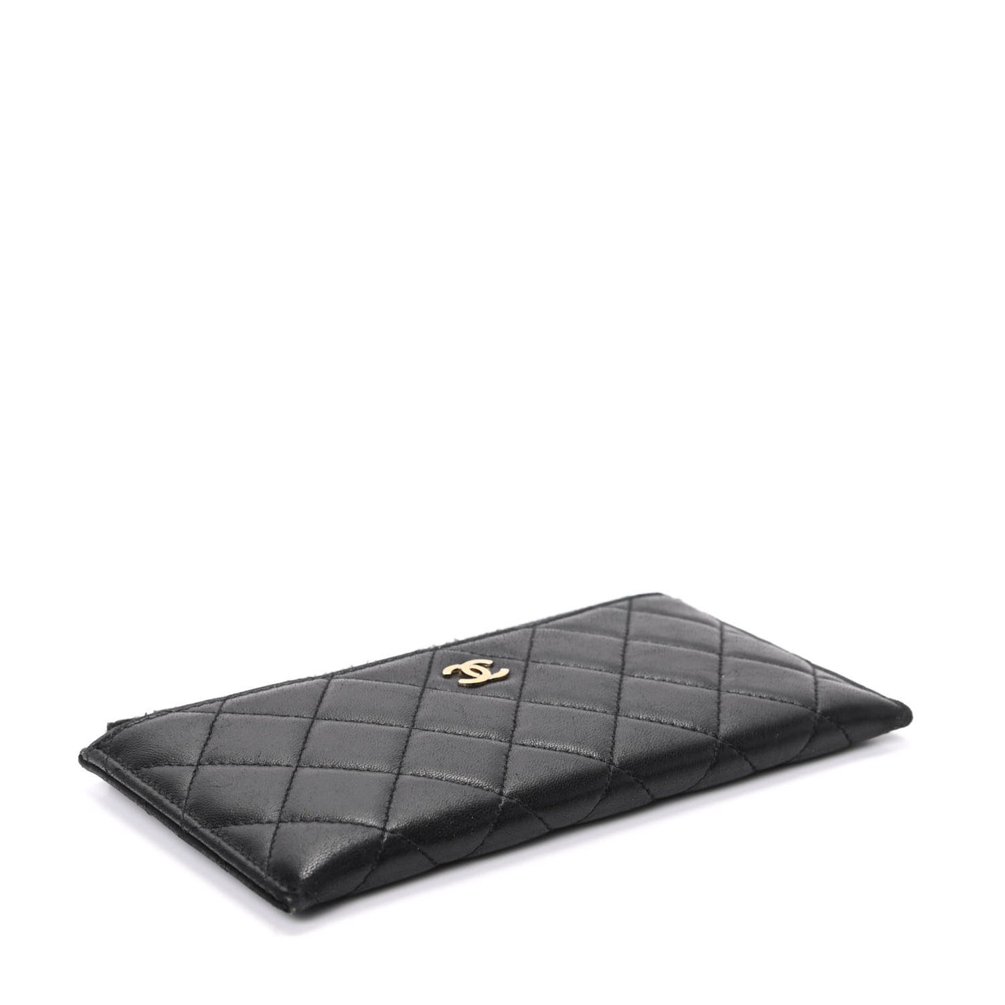 Lambskin Quilted Classic Zip Pouch Black