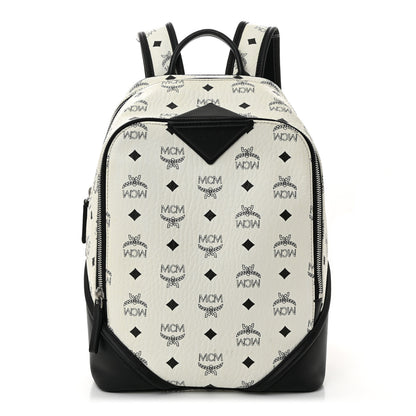 MCM Visetos Small Duke Backpack White Black 1 of 10