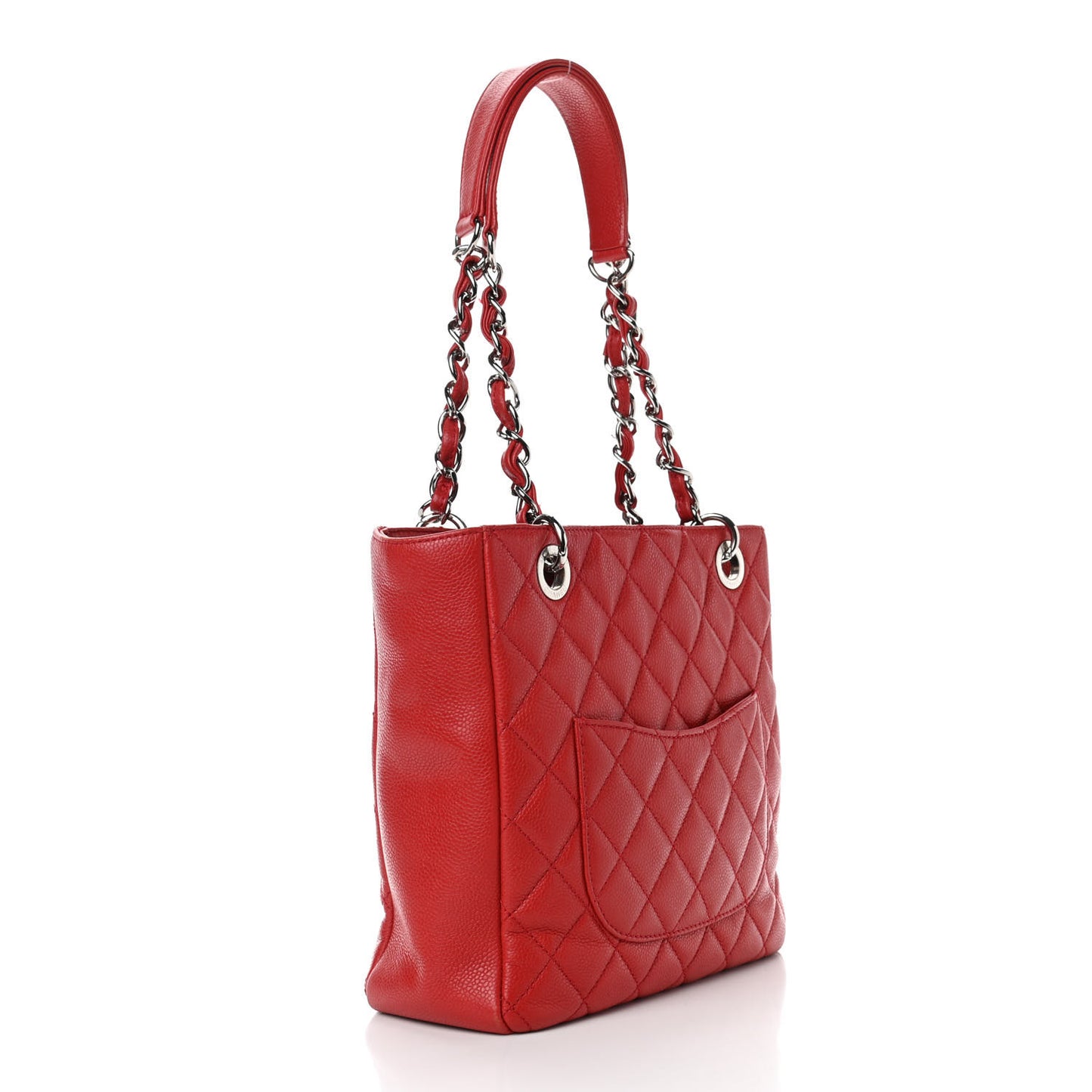 Caviar Quilted Petit Shopping Tote PST Red