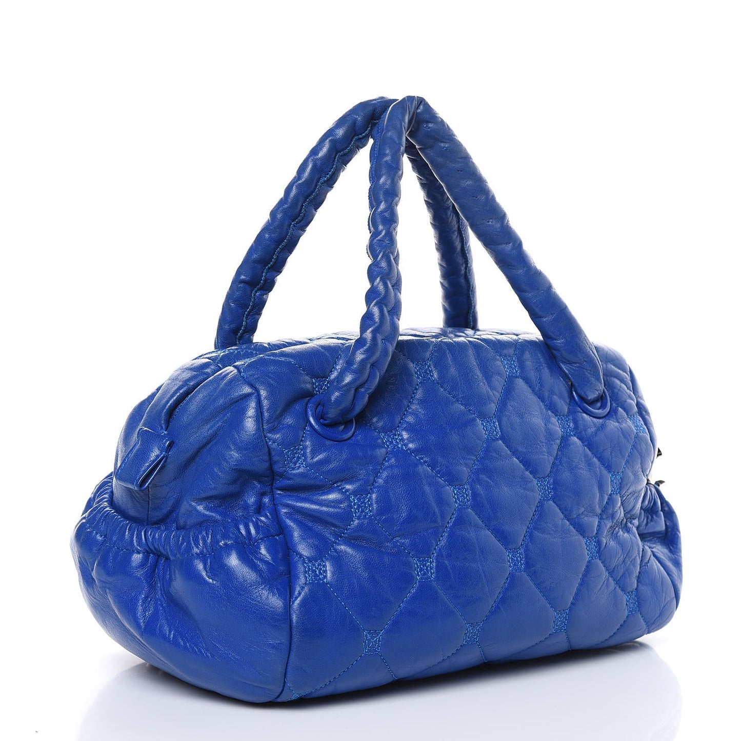 Lambskin Quilted Hidden Chain Bowler Blue
