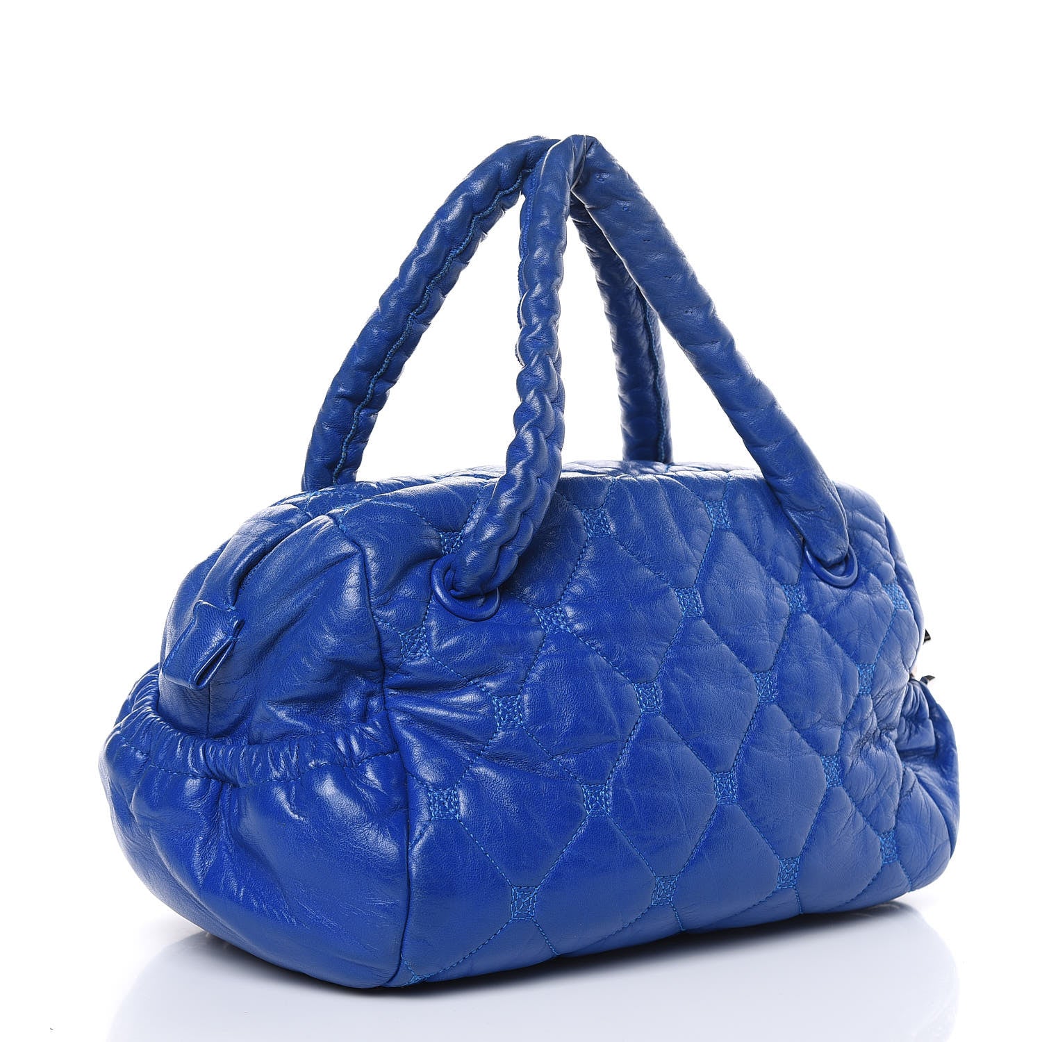 Chanel Lambskin Quilted Hidden Chain Bowler Blue 4 of 21