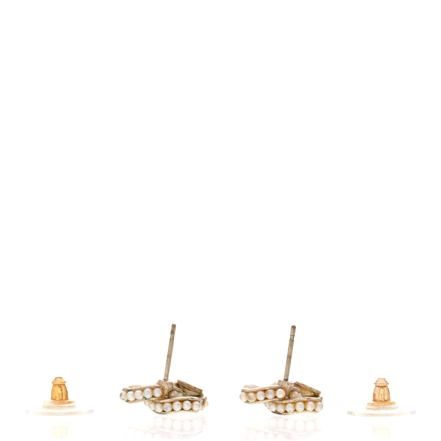 Chanel Pearl Twisted CC Earrings Light Gold White 3 of 7