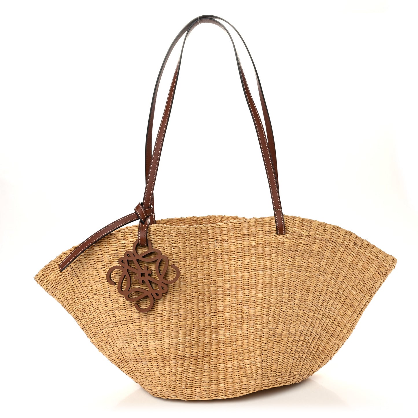 Calfskin Raffia Paulas Ibiza Small Shell Basket Tote Bag Natural Tan