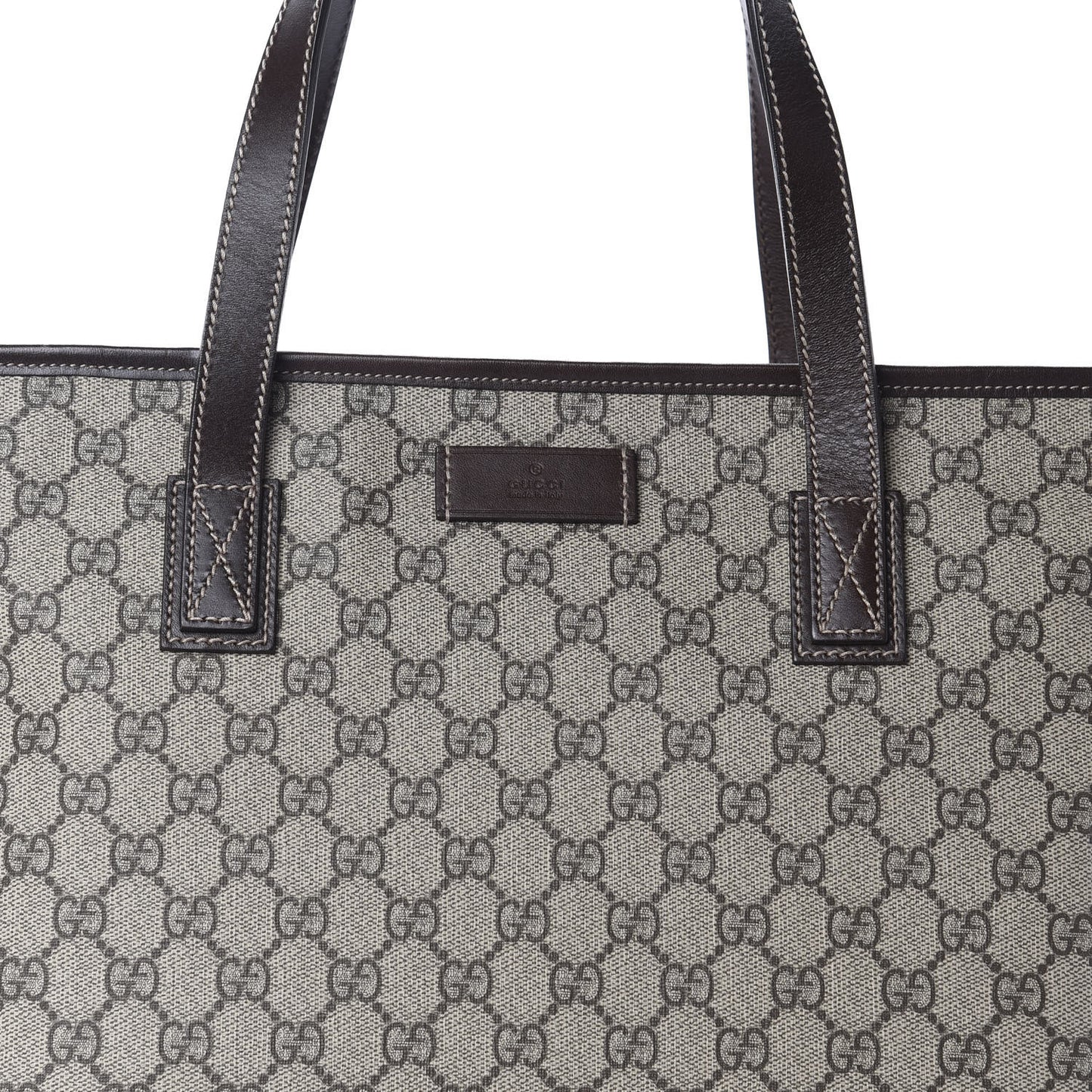 GG Supreme Monogram Medium Zippered Shopping Tote Dark Brown