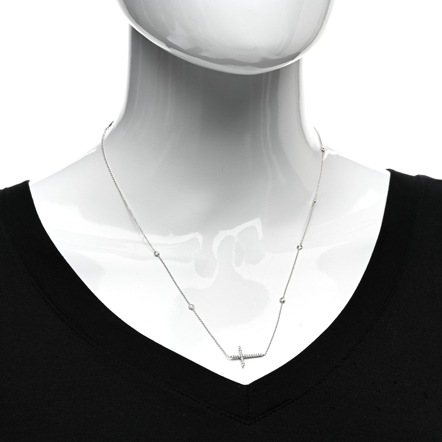 Roberto Coin 18K White Gold Diamond Integrated Cross Necklace 2 of 4