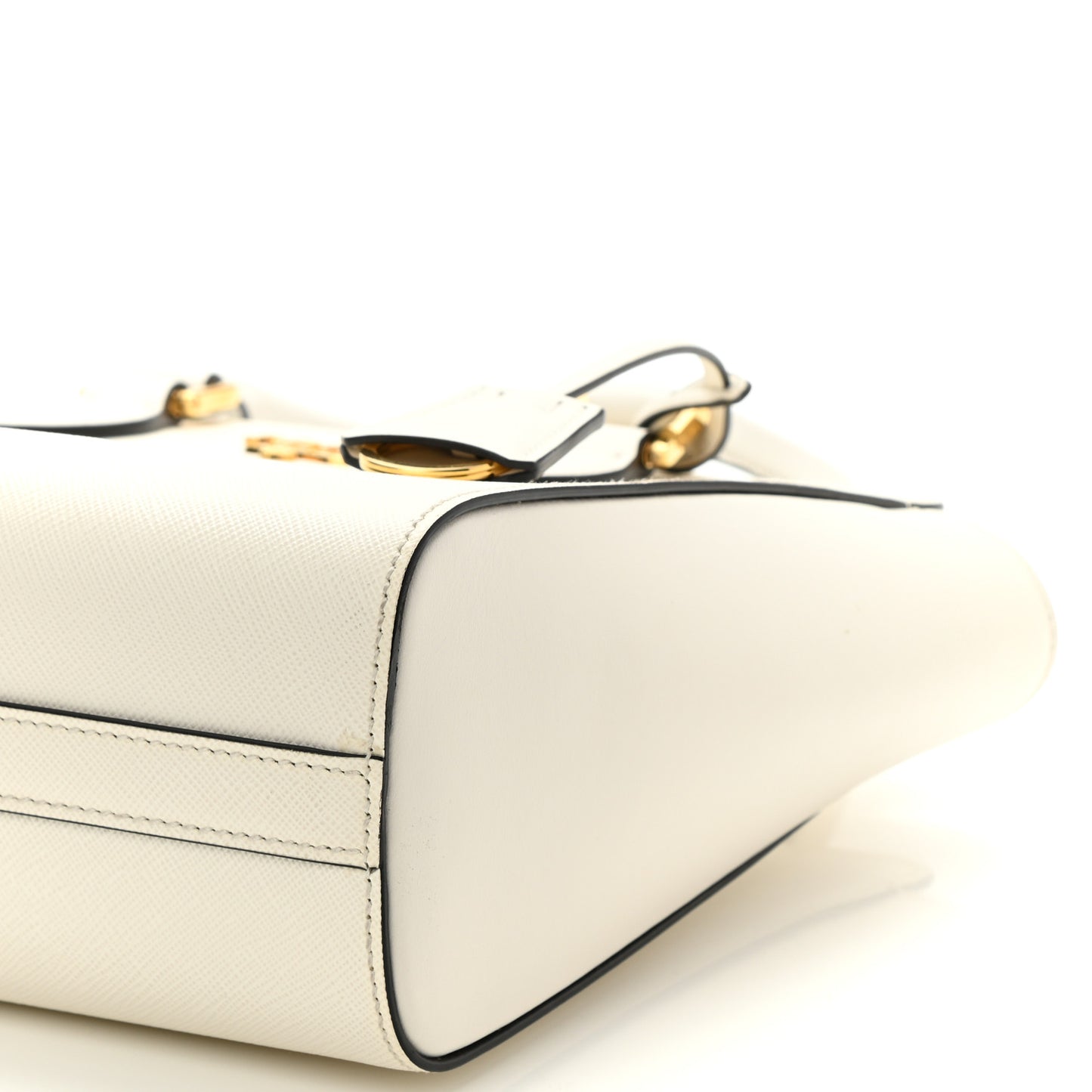 Saffiano Soft Calfskin Small Zippered Tote White