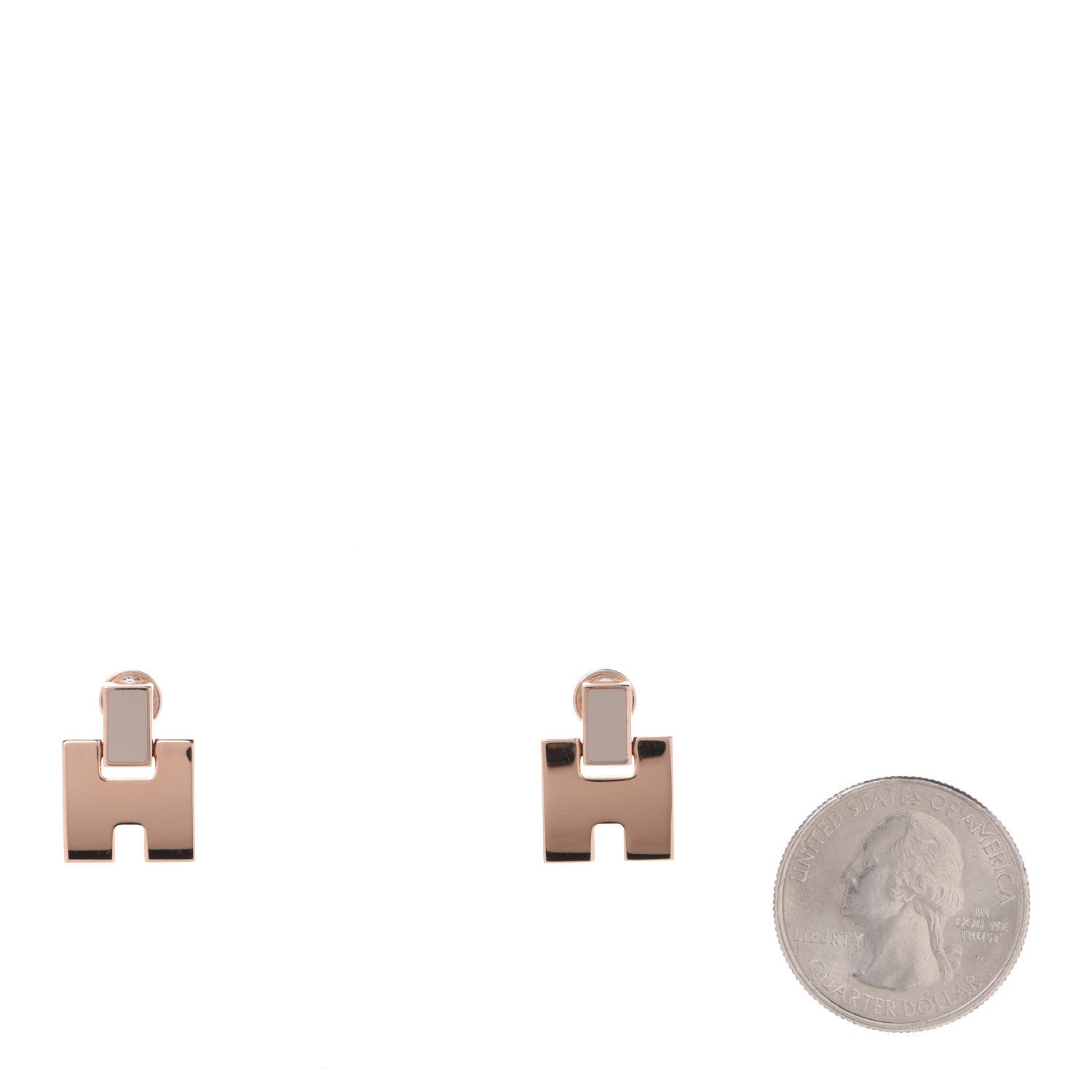 Hermes Rose Gold Lacquer Eileen Earrings Etoupe 2 of 6