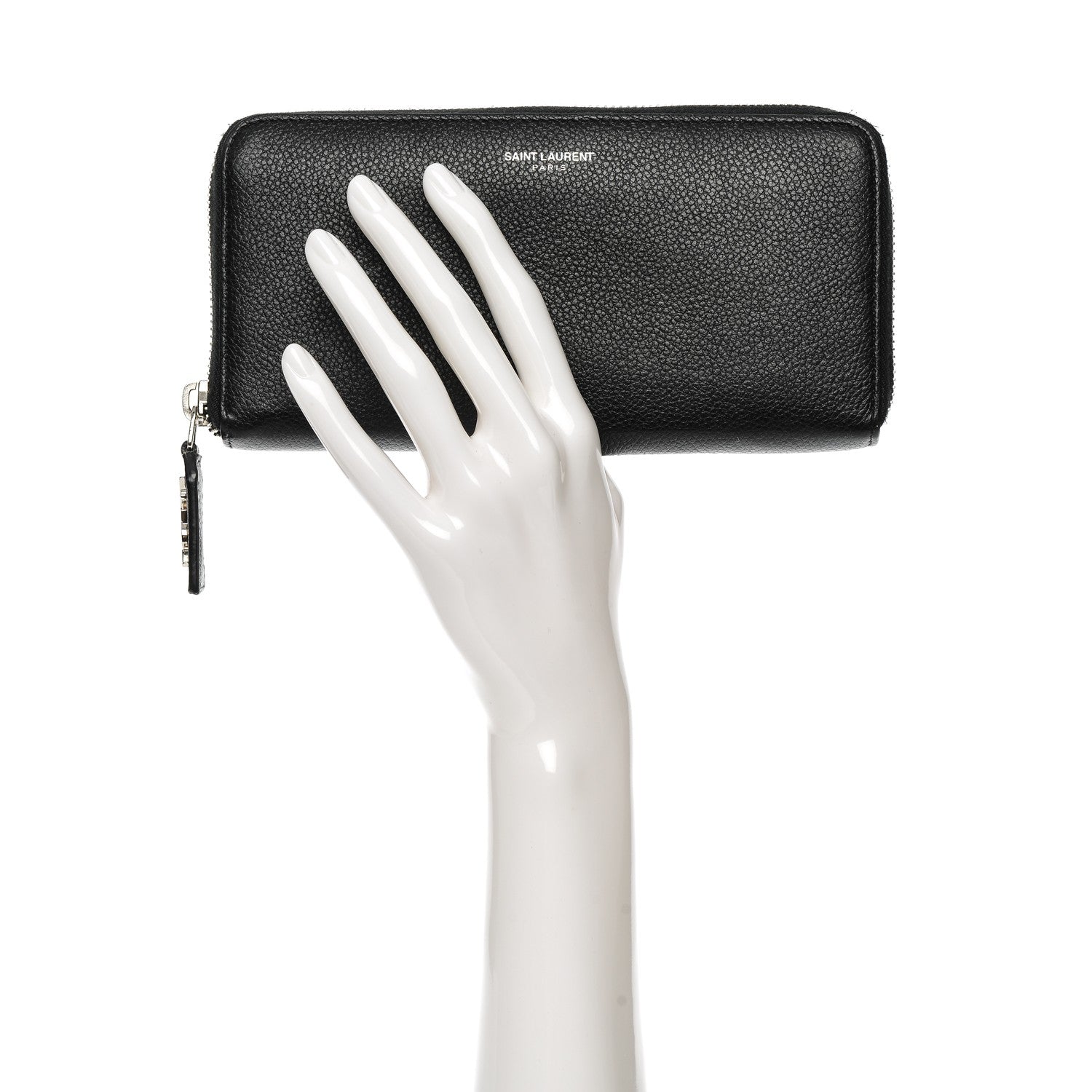 Saint Laurent Grained Calfskin Rive Gauche Zip Around Wallet Black 2 of 6
