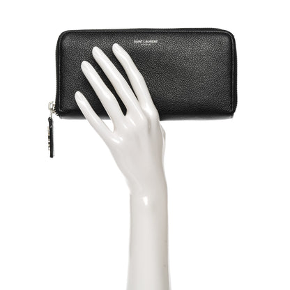 Saint Laurent Grained Calfskin Rive Gauche Zip Around Wallet Black 2 of 6