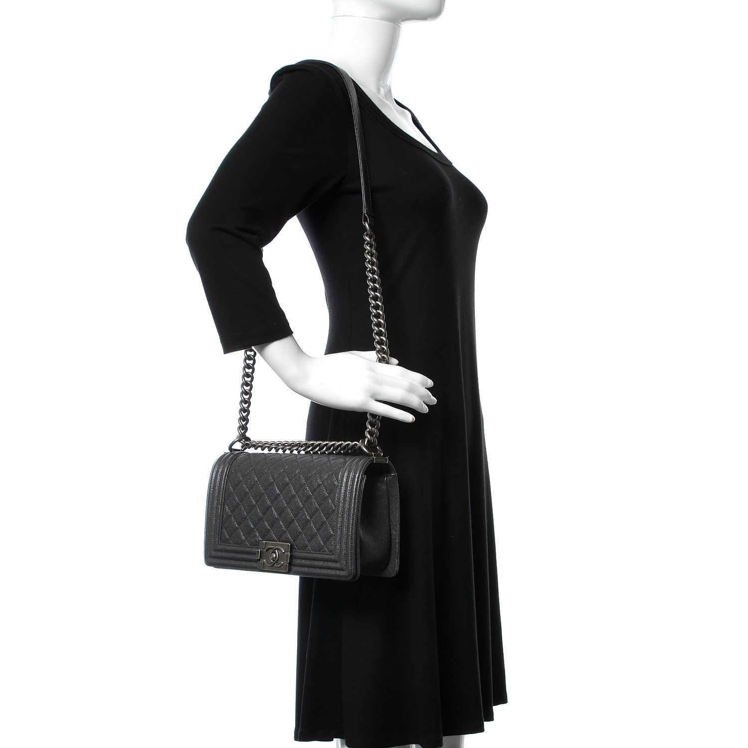 Chanel Caviar Quilted Medium Boy Flap Charcoal 2 of 9