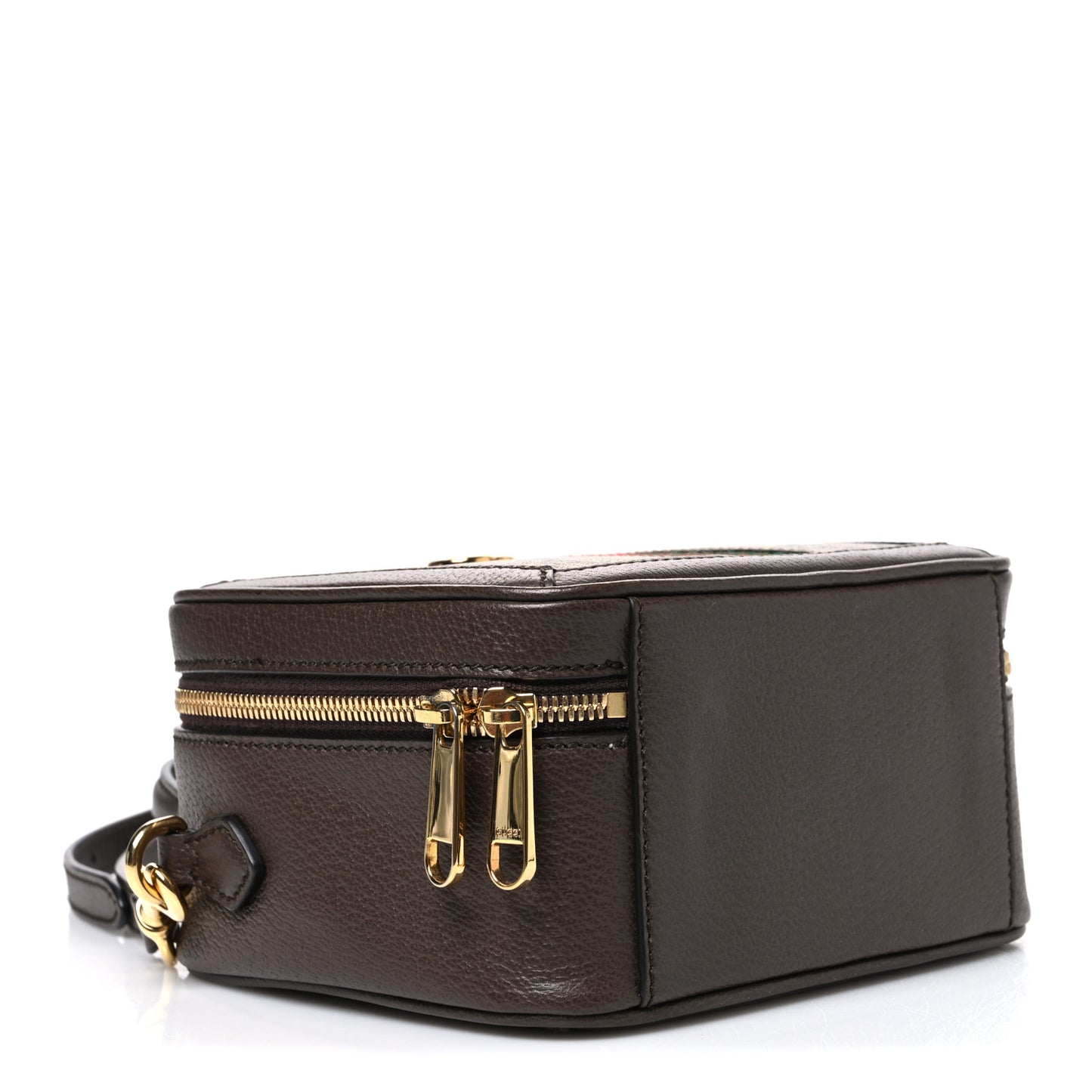 GG Supreme Monogram Textured Dollar Calfskin Mini Ophidia Top Handle Square Shoulder Bag Beige Ebony New Acero