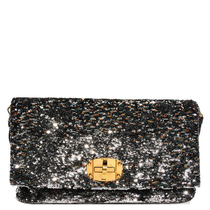 Miu Miu Oversized Sequined Clutch Argento 1 of 10
