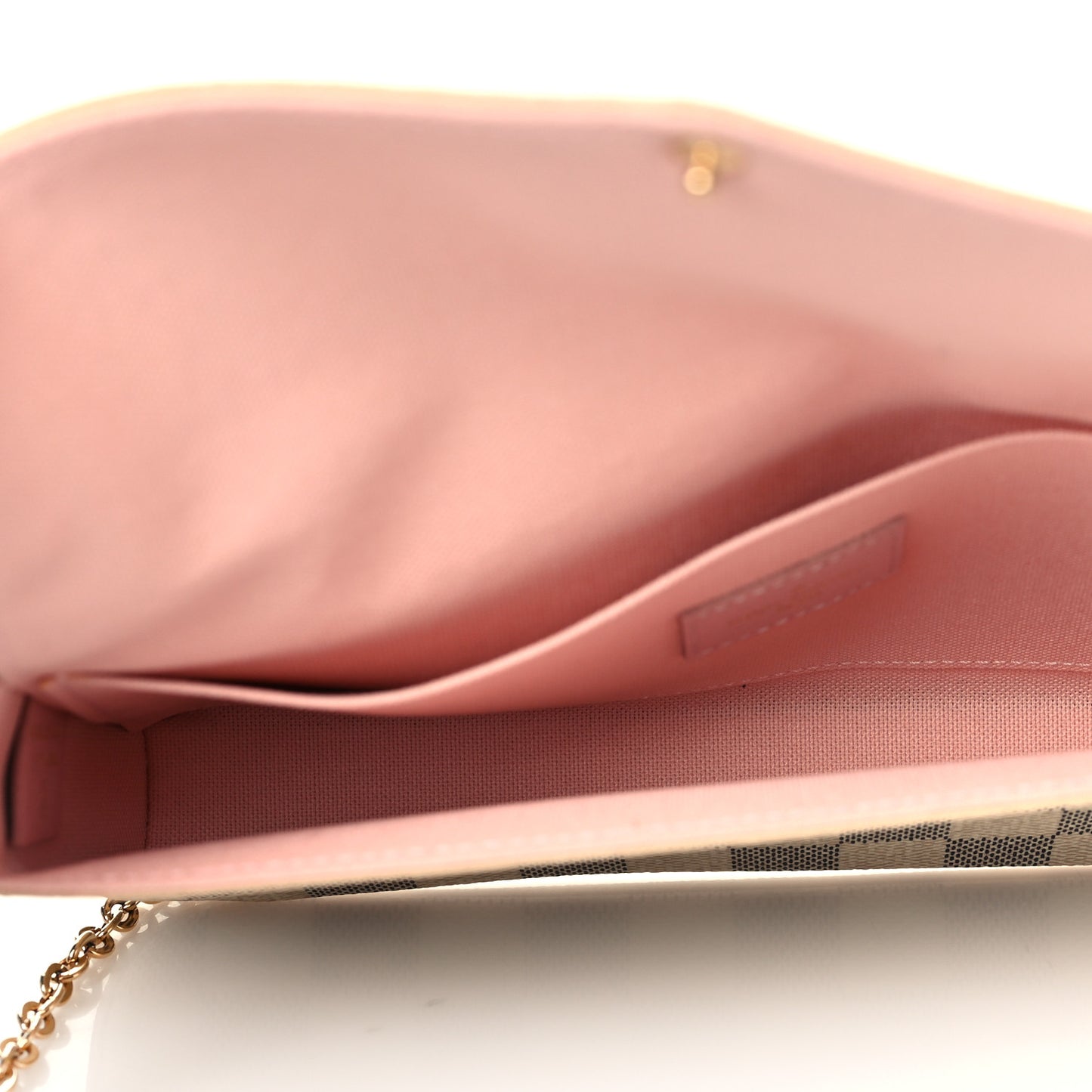 Damier Azur Pochette Felicie Chain Wallet Rose Ballerine