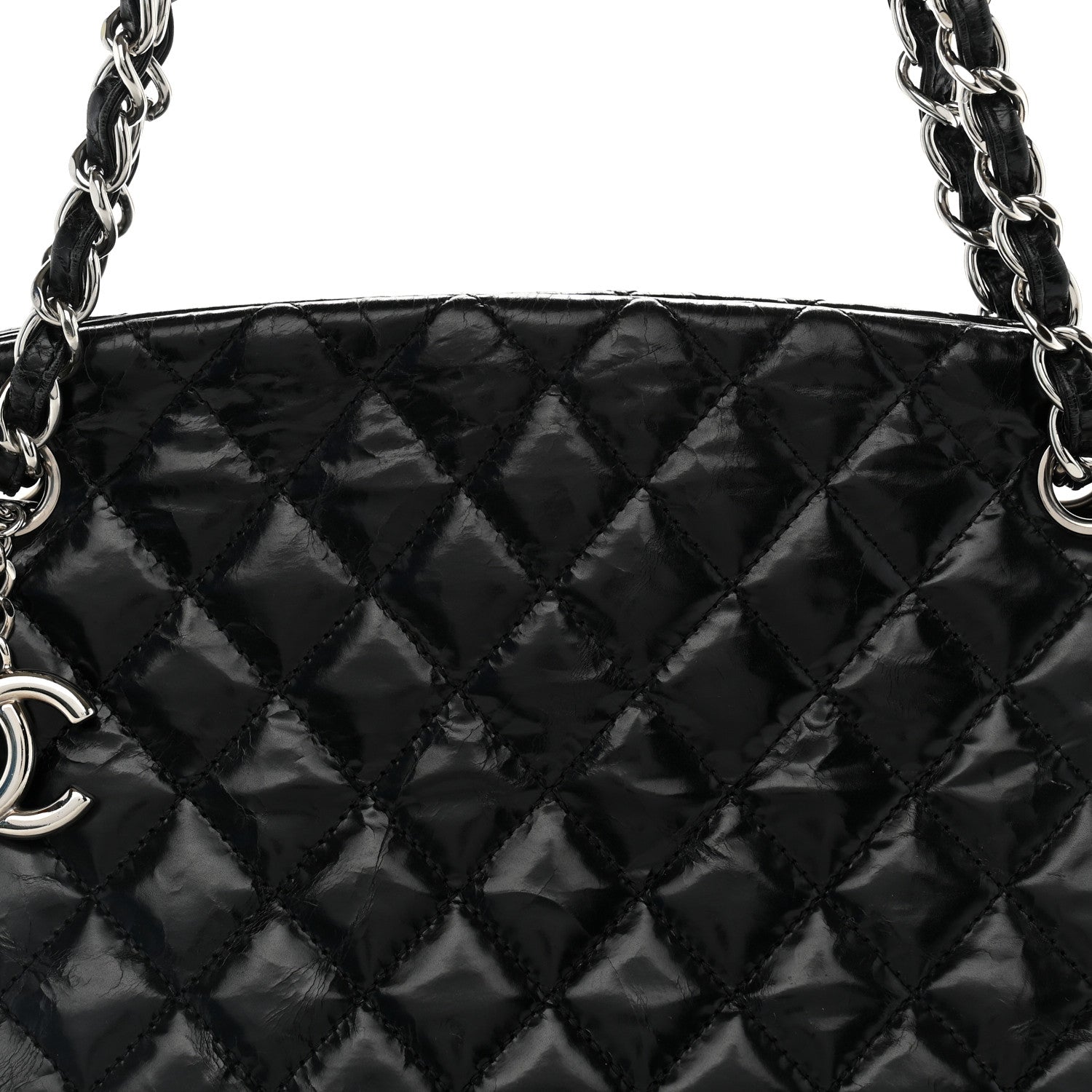 Chanel Glazed Calfskin Quilted Medium Just Mademoiselle Black 8 of 10
