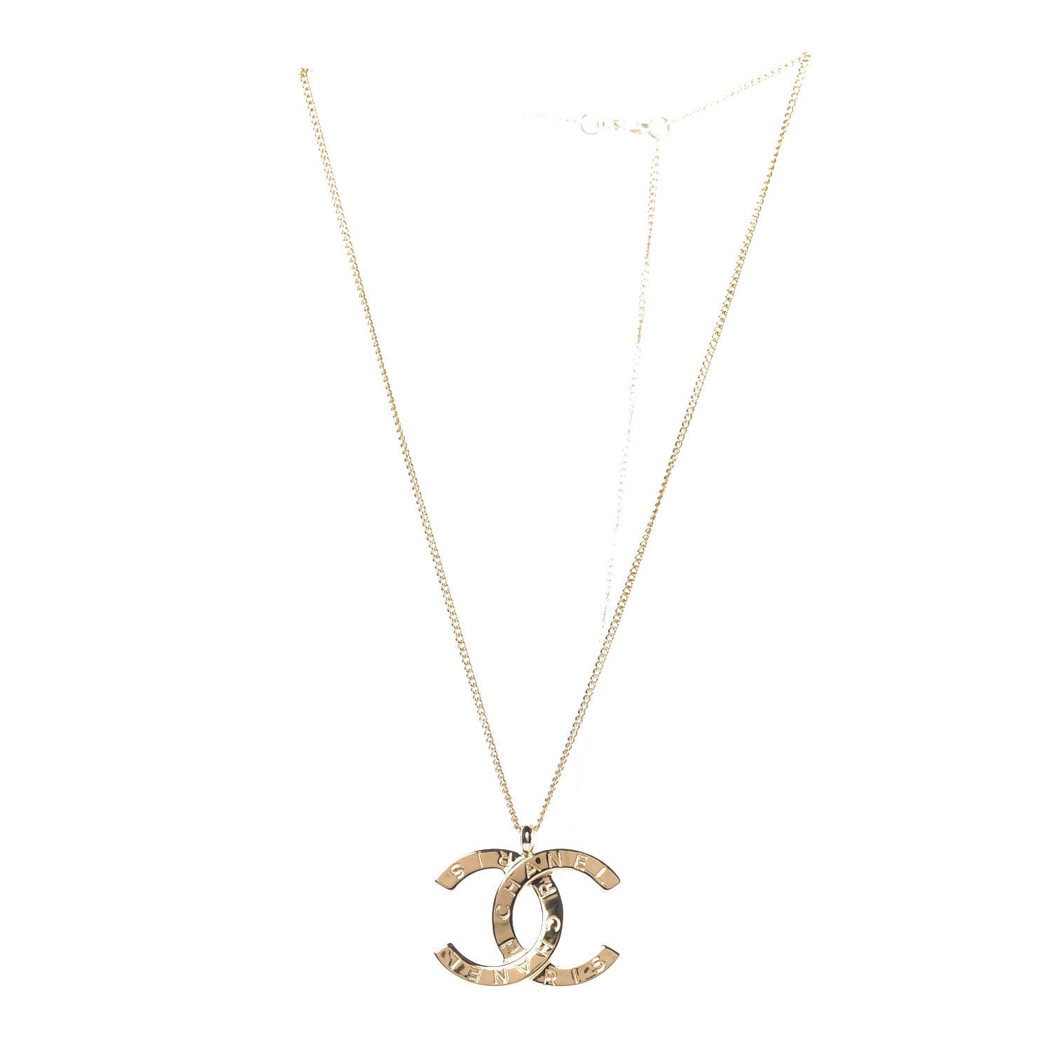 Chanel Metal CC Paris Button Necklace Gold 3 of 7