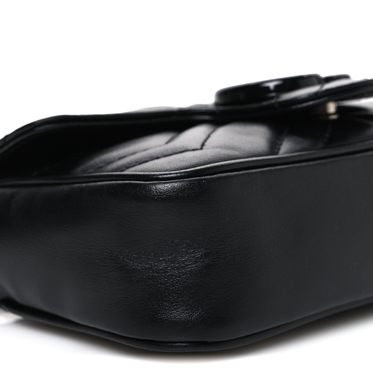 Gucci Calfskin Matelasse Monochrome GG Marmont Chain Belt Bag Black 9 of 11