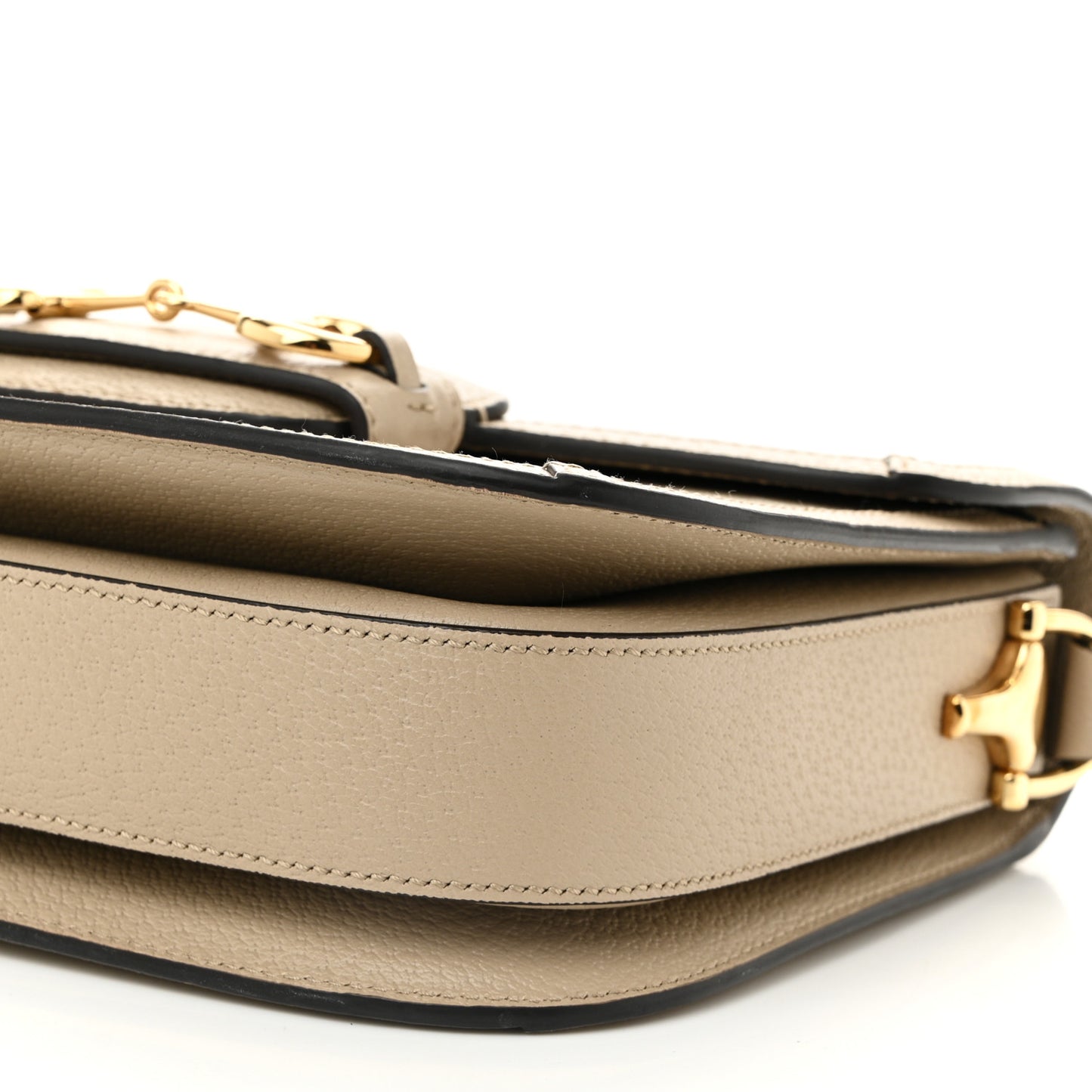 GG Supreme Monogram Textured Dollar Calfskin Horsebit 1955 Shoulder Bag Beige Mystic White Oatmeal