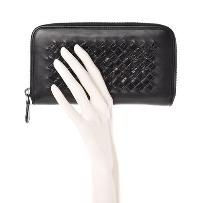 Bottega Veneta Calfskin Crocodile Intrecciato Zip Around Wallet Tourmaline 2 of 6