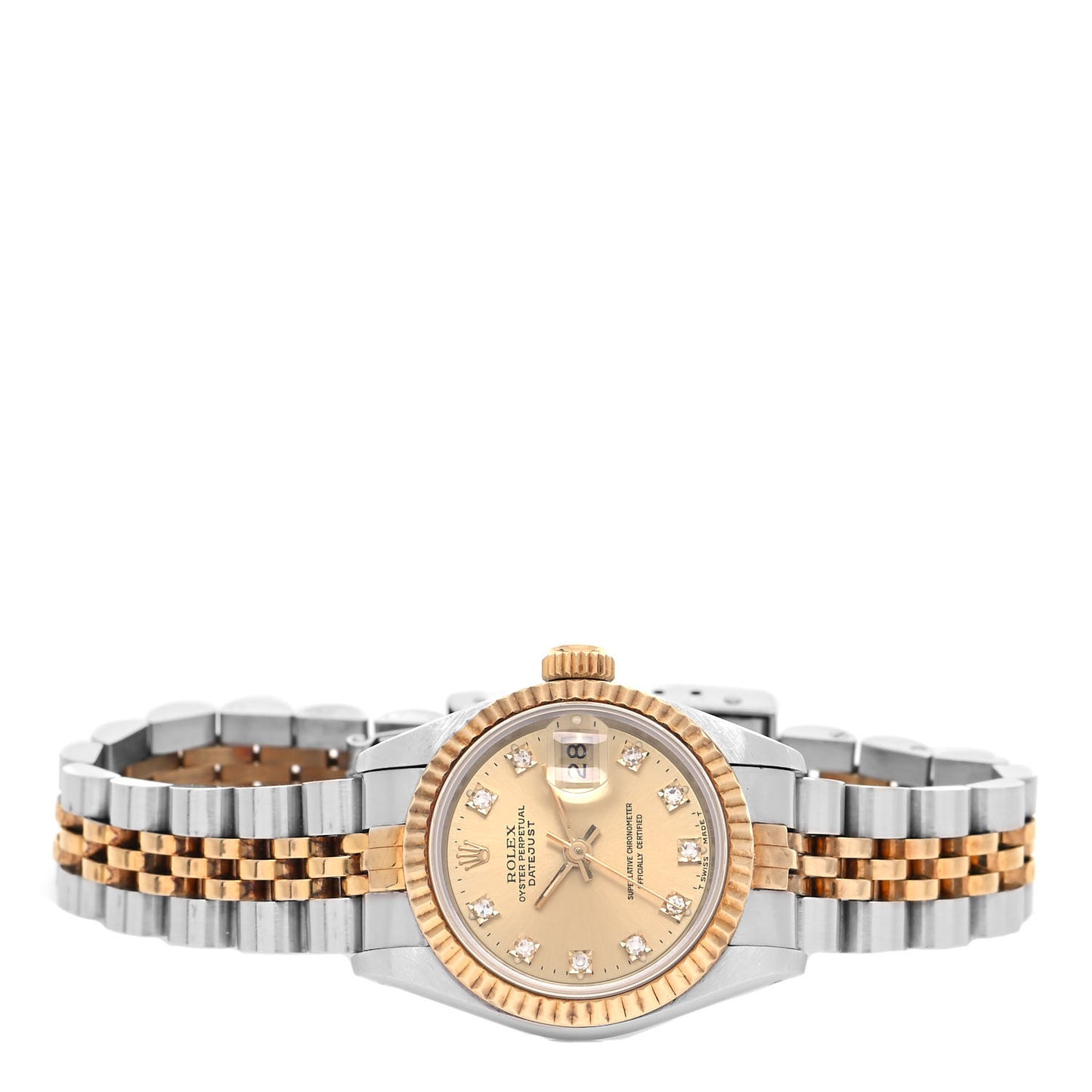 Stainless Steel 18K Yellow Gold Diamond 26mm Oyster Perpetual Datejust Watch Champagne 69173