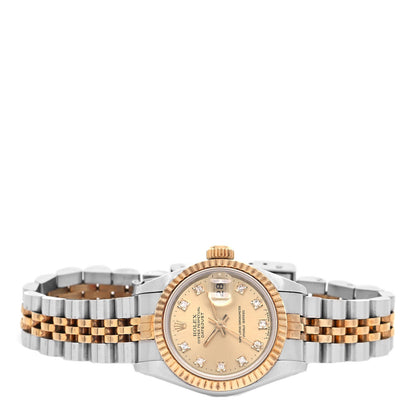 Rolex Stainless Steel 18K Yellow Gold Diamond 26mm Oyster Perpetual Datejust Watch Champagne 69173 2 of 4