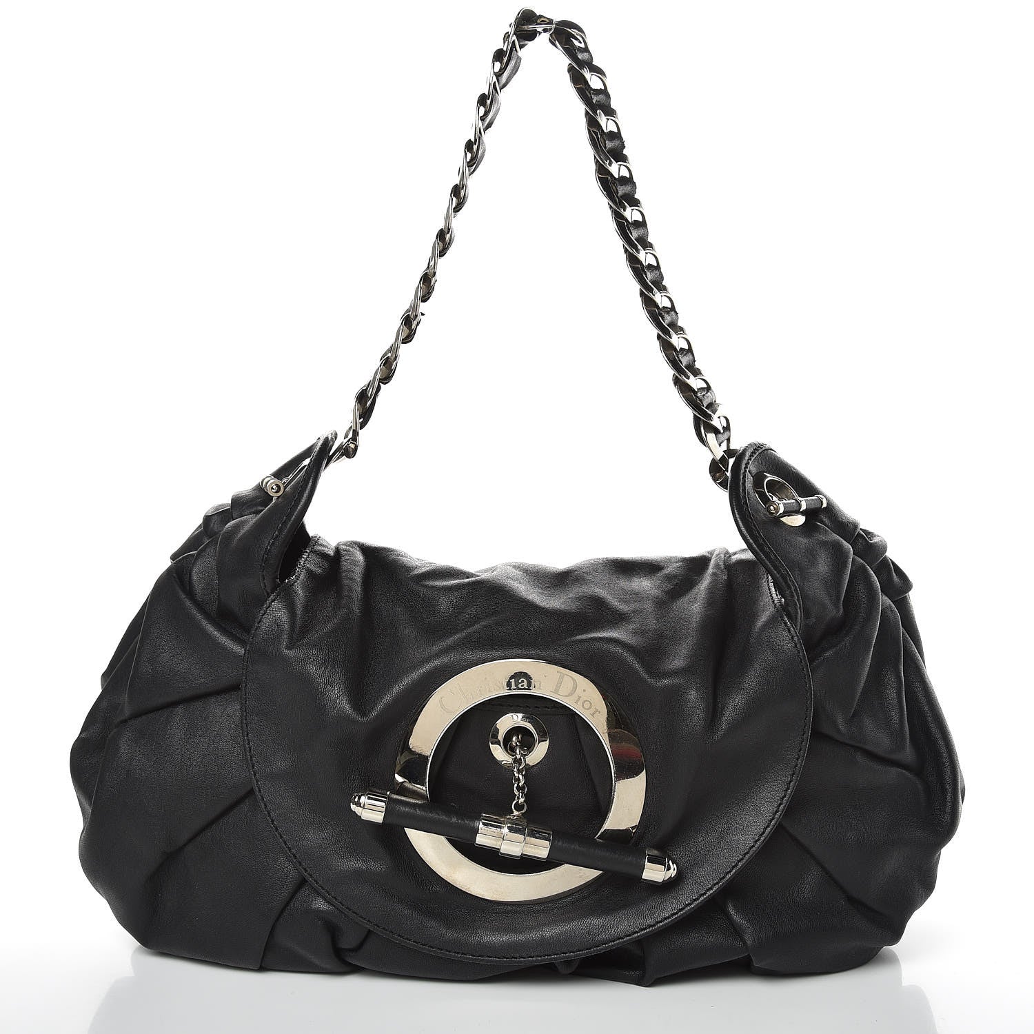 Christian Dior CHRISTIAN DIOR Lambskin Jazzclub Shoulder Bag Black 1 of 13