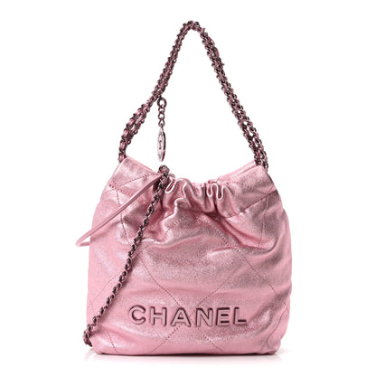 Chanel Metallic Lambskin Lacquered Monochrome Quilted Mini Chanel 22 Pink 1 of 9