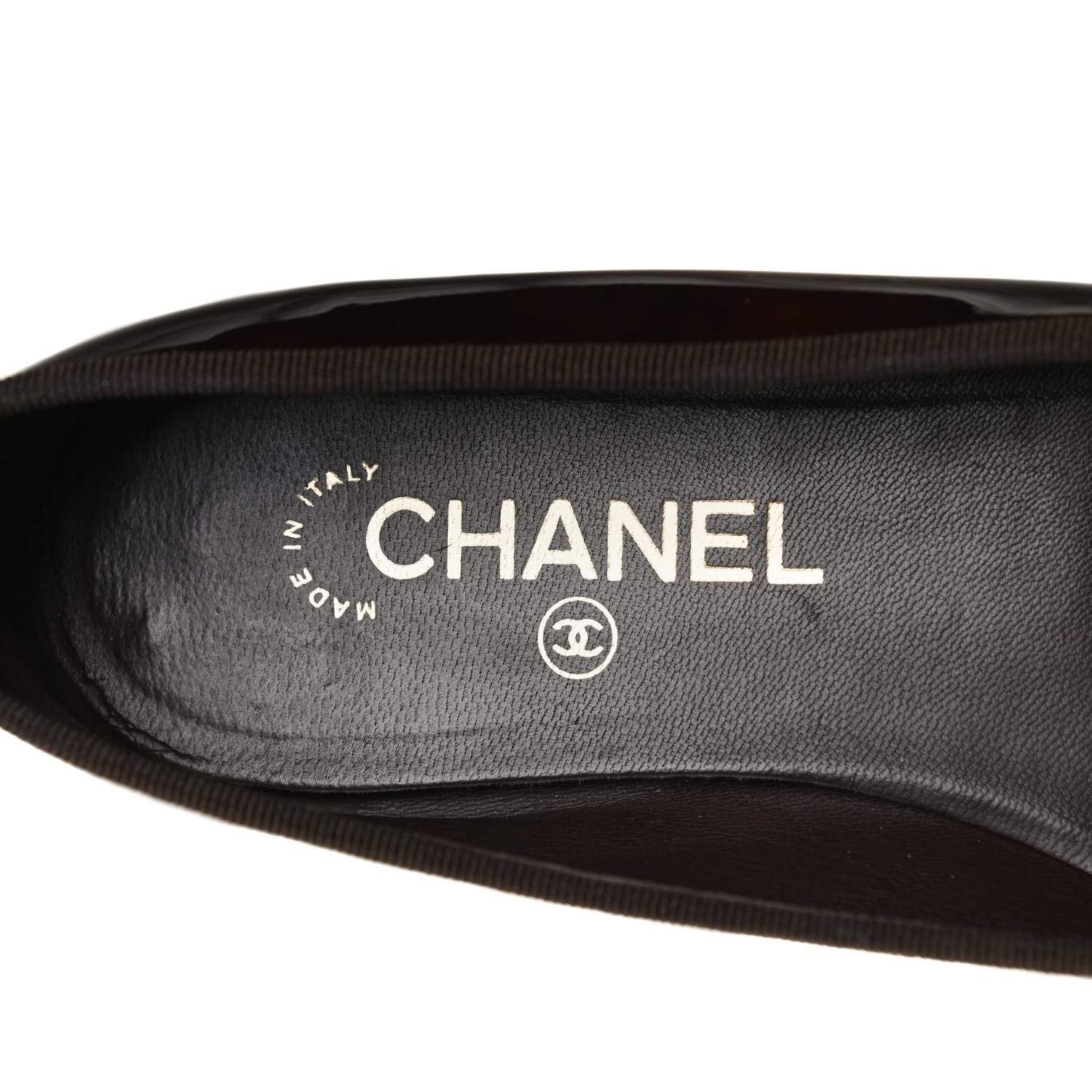 Chanel Patent Tortoise CC Cap Toe Ballerina Flats 38 Brown 11 of 12