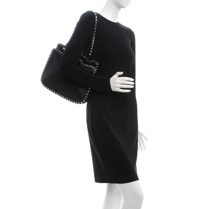 Valentino Garavani Vitello Rockstud Shoulder Satchel Black 2 of 7