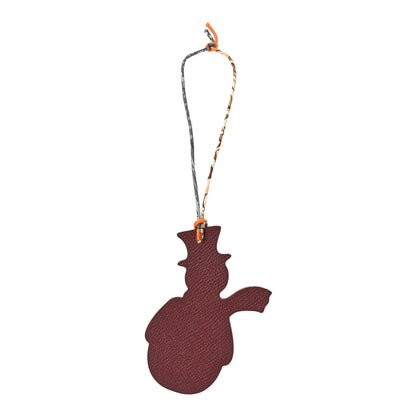 Hermes Epsom Togo Petit H Snowman Bag Charm Rouge Grenat Bambou 1 of 4