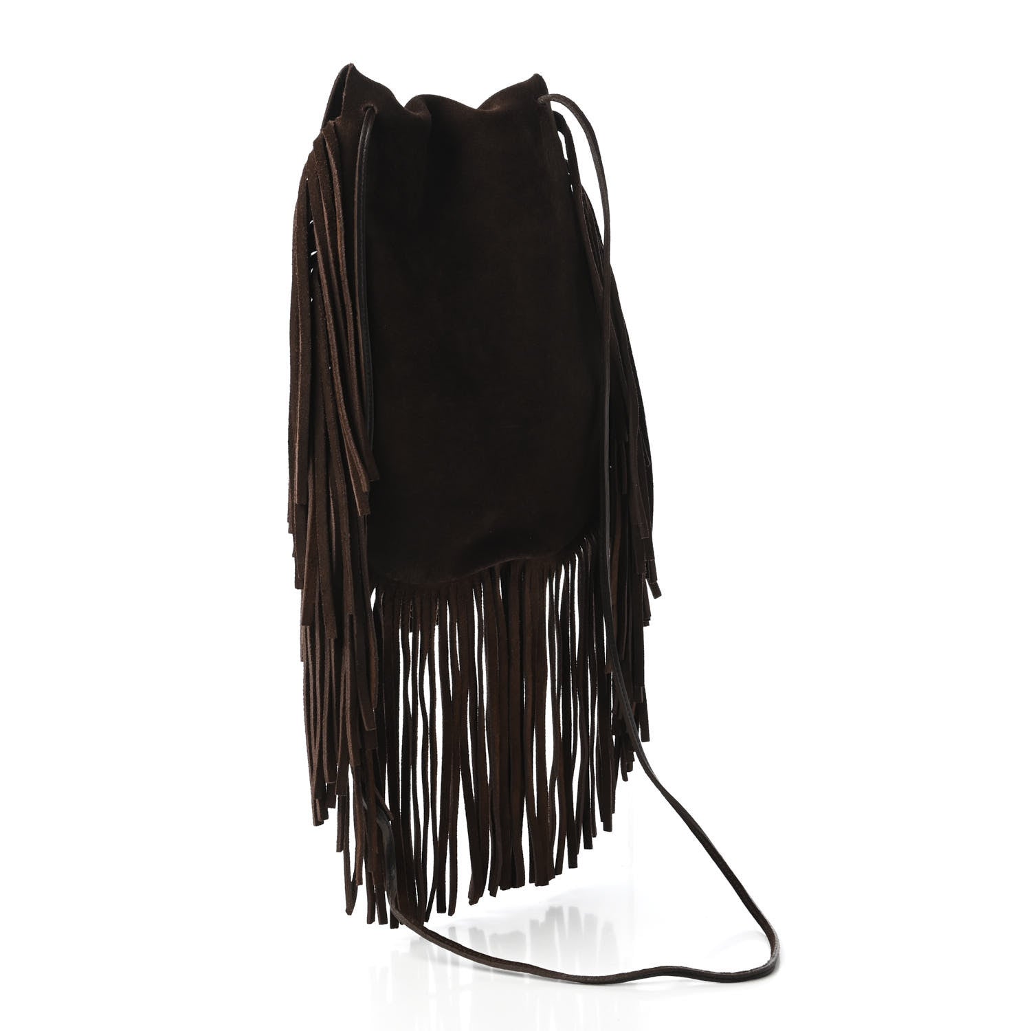 Saint Laurent Suede Fringe Flat Anita Crossbody Bag Coffy Marrone 3 of 9