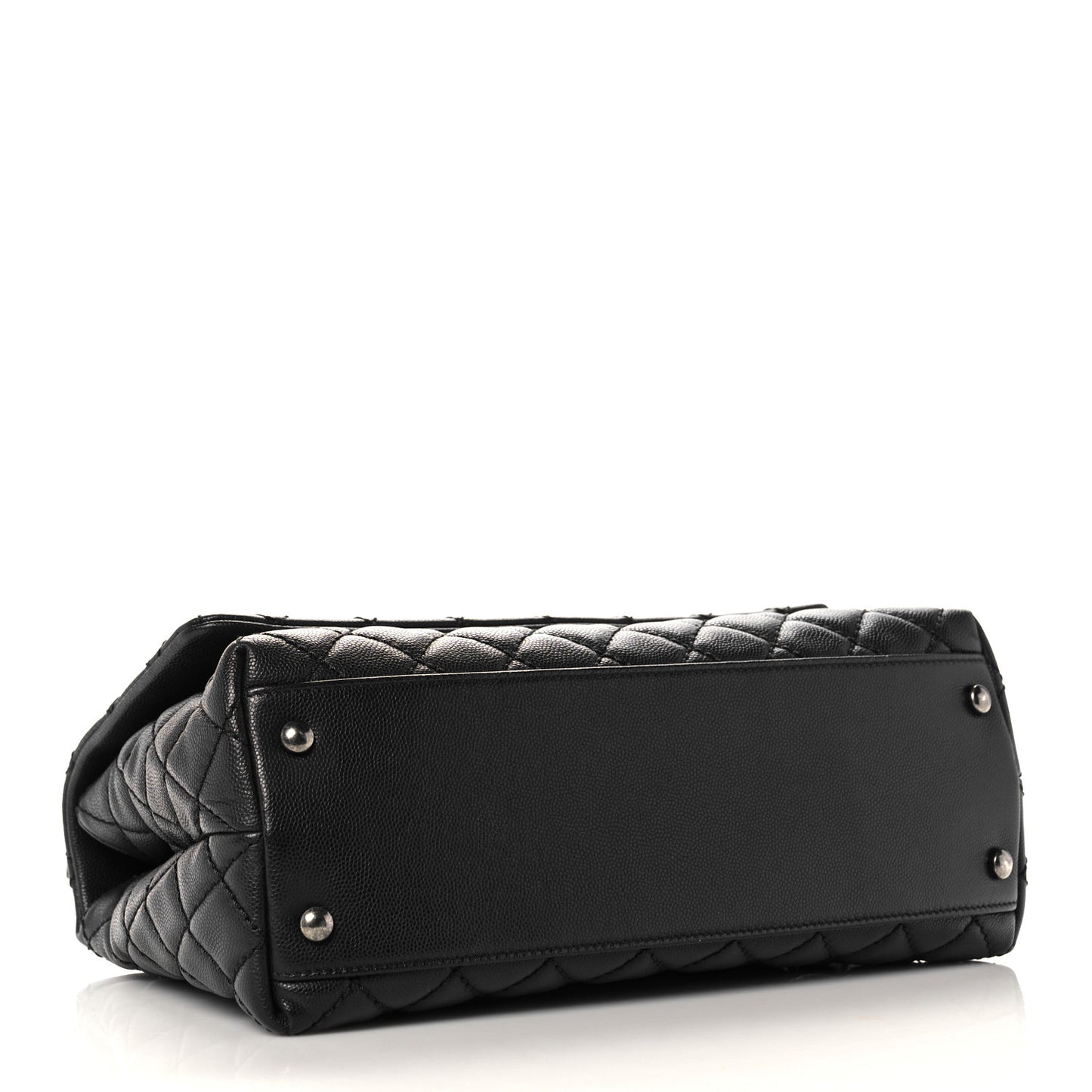 Caviar Lizard Quilted Small Coco Handle Flap Black