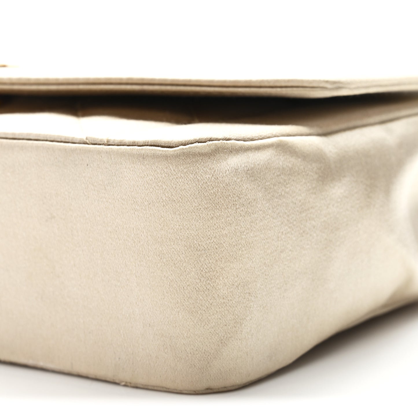 Satin Quilted Mini Flap Beige
